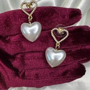 Gold and Silver Heart Drop Earrings